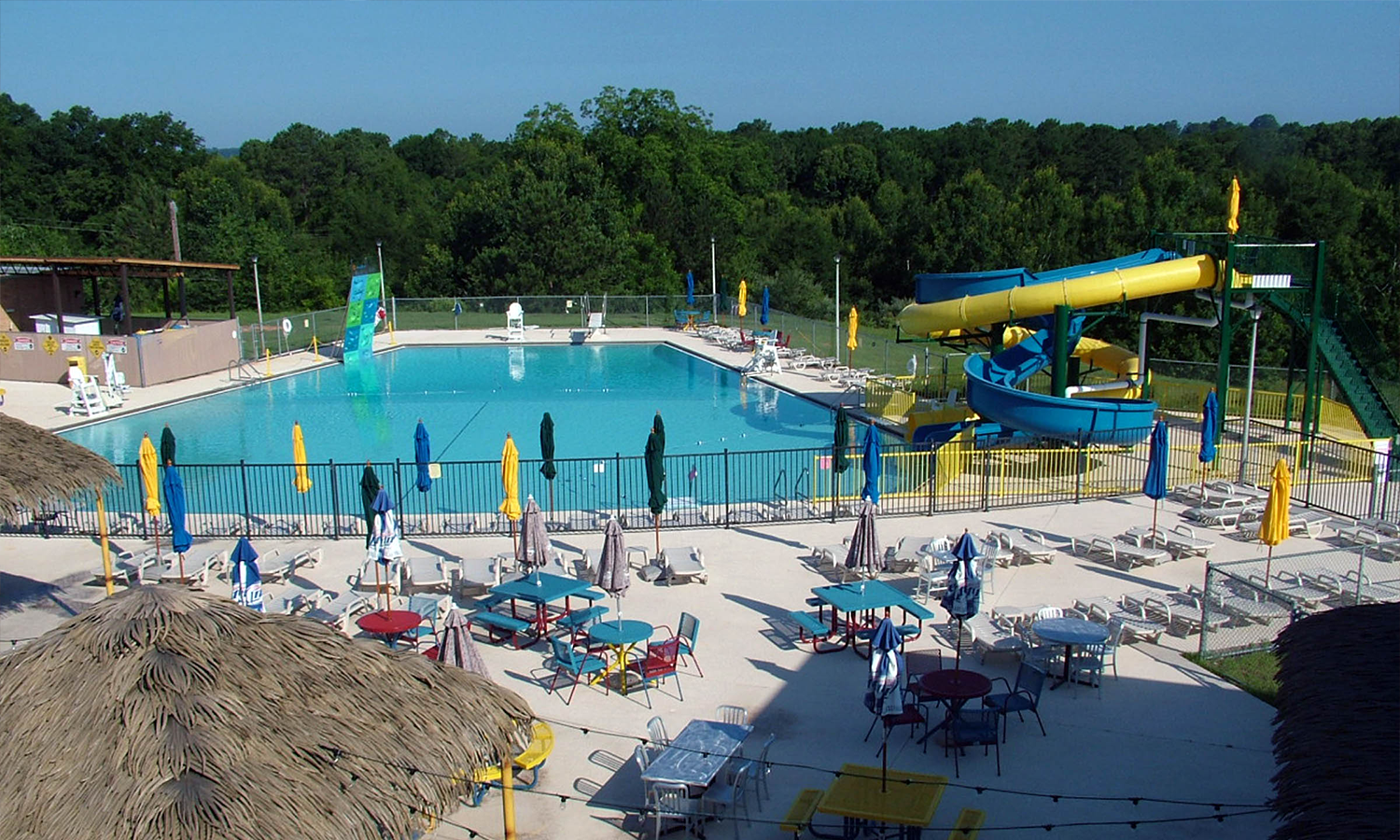 Pool, Slides, and Seating